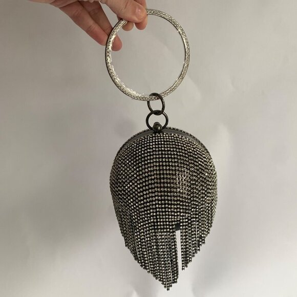 Badgley Mischka Rhinestone Ball Clutch Bag - Black - Picture 3 of 8